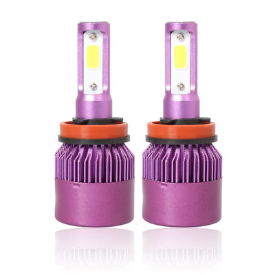 

H8 S2P 2PCS Led Cob LED Chip Car Headlamp 36W 6000k White Light 8000LM Car Bulb Fog Light Purple