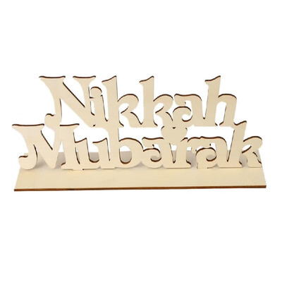 

Eid Mubarak Wooden Sign Stand Word Plaque DIY Art Craft Ornament Home Desktop Decoration