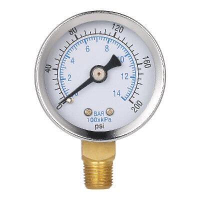 

40mm 0200psi 014bar Pool Filter Water Pressure Dial Hydraulic Pressure Gauge Meter Manometer 18" NPT Thread