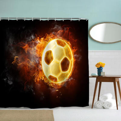 

Football Flame Polyester Shower Curtain Bathroom Curtain High Definition 3D Printing Water-Proof