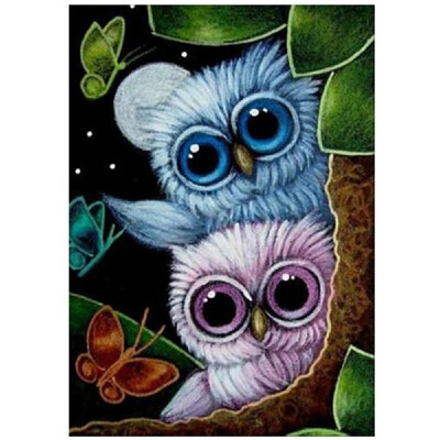 

DIY Diamond Painting Cross Stitch Cute Owls Full Round Diamond Embroidery Rhinestone Home Decor Handwork Gift Canvas Size 25x30cm