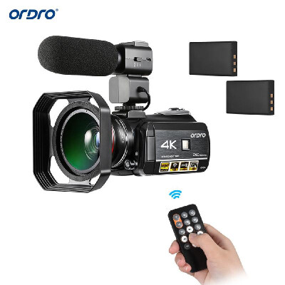 

ORDRO AC3 4K WiFi Digital Video Camera Camcorder DV Recorder 24MP 30X Zoom IR Night Vision 31 Inch IPS LCD Touchscreen with 2pcs