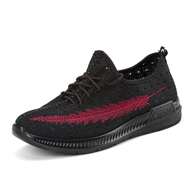 

Embroidered feather coconut shoes summer hollow breathable flying woven casual shoes