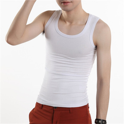 

Mens vest mens cotton youth breathable Slim sports fitness tight-fitting sleeveless hurdles bottoming sweat summer tide