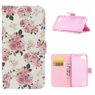 

MOONCASE LG Q6 G6 Mini Painted Pattern Leather Case - Peony