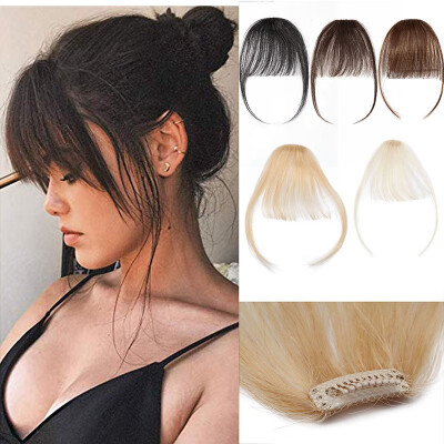 

Clips in Hair Bangs Fringe Hair Extensions Clip On Bang Air Bangs Topper 3D Straight Hairpieces False Short Flat Two Side