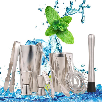 

9pcs Bar Tool Cocktail Shaker Stainless Steel Bartender Kit Jigger Muddler Shaker Spoon Tong Drink Mixing for Parties Bar