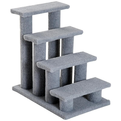 

24" 4 Steps Carpeted Cat Scratching Post Pet Stairs - Grey