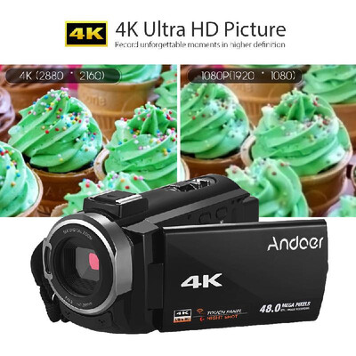 

Andoer 4K HD Digital Video Camera Camcorder DV 16X Digital Zoom 3 Inch TouchScreen WiFi IR Night Vision with 2pcs Batteries 8X T