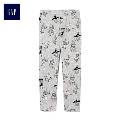 

GAP flagship store female&young printed stretch knit leggings 354985 milk white color printing 4YRS