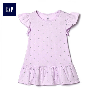 

GAP flagship store childlike selection print ruffled short-sleeved T-shirt 259379 light lilac purple 2YRS