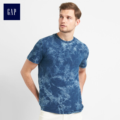 

GAP flagship store mens cotton printed round neck pocket T-shirt 223936 mens soft stretch round neck inside shirt top shirt dark blue printing&dyeing S