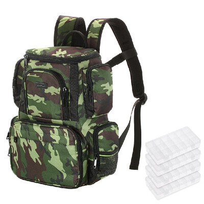 

Lixada Fishing Tackle Bag Backpack Fishing Lures Bait Box Storage Bag with 4 Fishing Tackle Boxes
