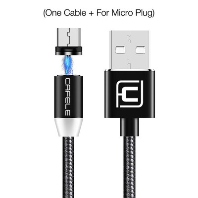 

CAFELE 100cm Magnetic USB Cable Micro Type C Cable for iphone Samsung Huawei Xiaomi Nylon Wire with LED Light