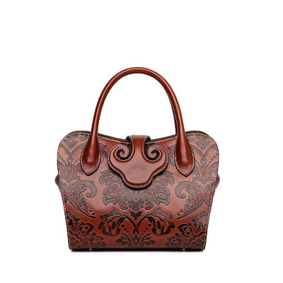 

SUWERER 2019 New women genuine leather bags fashion Embossing Flowers handbag cowhide tote luxury handbags women bags designer
