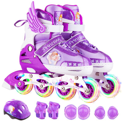 

Disney skates children adjustable code flash full set of roller skates men&women roller skates skates to send protective gear helmet Sophia  code