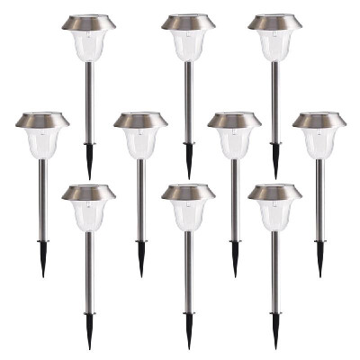 

10 Pack Solar Garden Lights Outdoor Stainless Steel White LED Pathway Lamp Garden Decoration Landscape Lighting for Patio Lawn Y