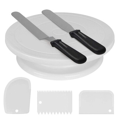

Cake Decorating DIY Tools Set with Cake Turntable Icing Spatula Smoother