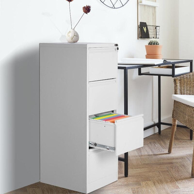 

Metal 4 Drawer Vertical Locking Filing Cabinet -White