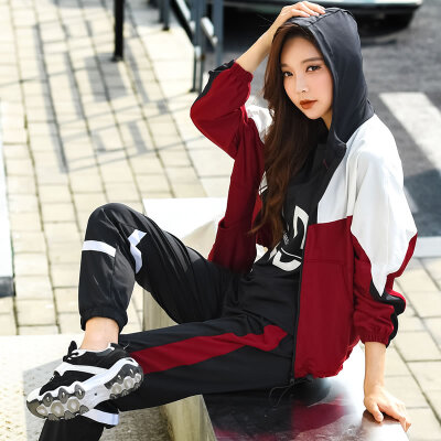 

Colorful 2019 new loose thin quick-drying yoga clothes suit womens fitness running sportswear three-piece red