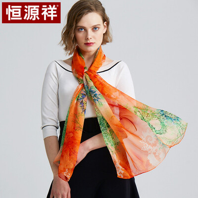 

Hengyuan Xiang silk silk scarf ladies spring&autumn winter printed silk scarf summer sunscreen scarf long scarf thin section wild Korean version of the shawl dual-use 50M18739