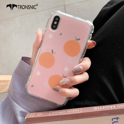 

TRONSNIC Orange Ins Phone Case for iPhone XR Fruit Shockproof Soft TPU Cases Green Pink Covers