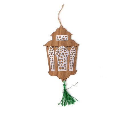 

Wooden Eid Mubarak Hanging Pendant DIY Crafts Ornament with Rope Festival Decoration