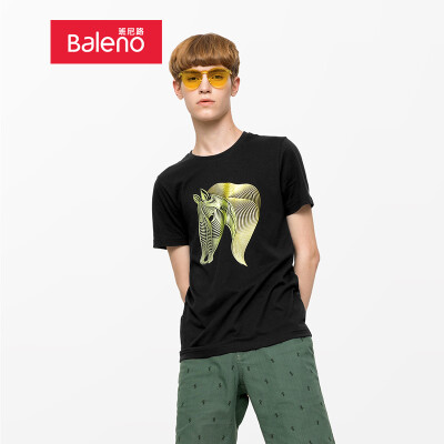 

Baleno T-shirt male 2019 spring&summer new short T imitation thread animal print t-shirt cotton short-sleeved shirt male 88902268 00A