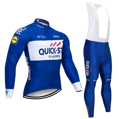 

2018 pro team Quick step winter thermal fleece cycling jersey bicycle clothing set ropa ciclismo invierno bike jersey bib pants