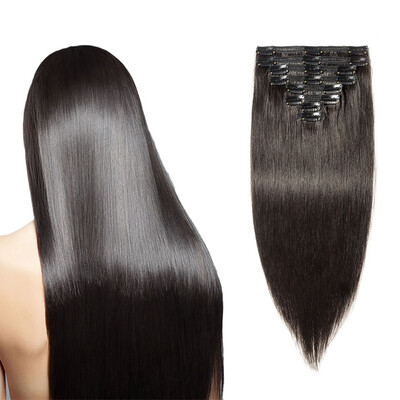 

Clip in 100 Remy Human Hair Extensions Grade 7A Quality Full Head 8pcs 18clips Short Soft Silky Straight for Women Fashion