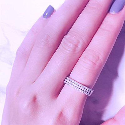 

14K Gold Plated Sterling Silver Cubic Zirconia Stackable Eternity Band Wedding Ring