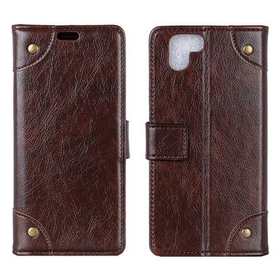 

MOONCASE Sharp Aquos R2 copper buckle nappa leather case - coffee