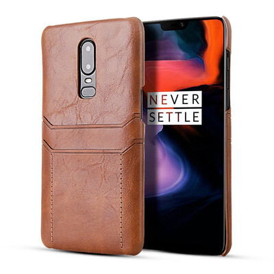 

Luxury PU Leather Phone Case for OnePlus 6 6T Protective Smart Phone Back Cover Mobile Case with Two Card Slot