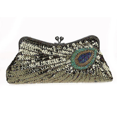 

Elegant Ladies Handbags for wedding Women Purse Clutch Bag Women Beaded Sequin Peacock Evening Bag for Party