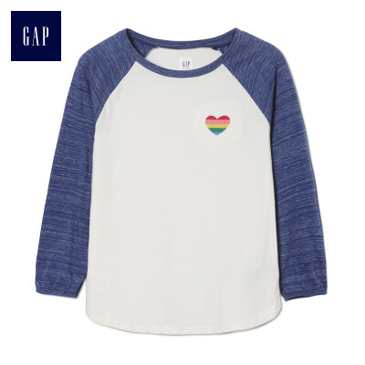 

GAP flagship store girls embroidery love pattern raglan sleeves T-shirt 398666 ivory white