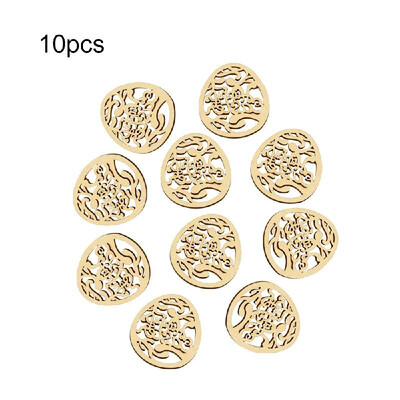 

10pcs Wooden Easter Eggs Hanging Ornaments Pendant Crafts with Rope DIY Wood Egg Slices for Home Party Decorations