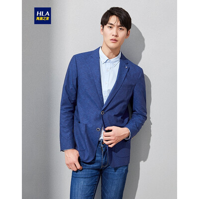 

HLA Haishu House Leisure Suit Men 2019 Spring New Pattern Slim Style Gentleman Single Western Jacket HWXAD1R009A Denim Blue Pattern 09 17596B 48B