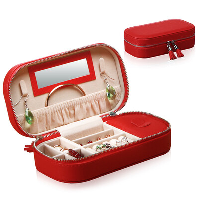

Yapi Shi creative jewelry box jewelry box European hand jewelry box desktop storage box large portable with mirror small object storage box red