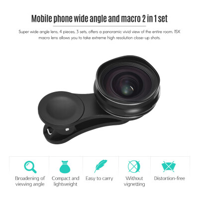 

25mm Caliber 5K HD Super Wide Angle Lens with 15X Macro 2 in 1 Set No Distortion for Mobile Phone