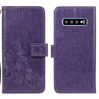 

Samsung Galaxy S10 Lucky Clover Embossed Leather Case - Purple