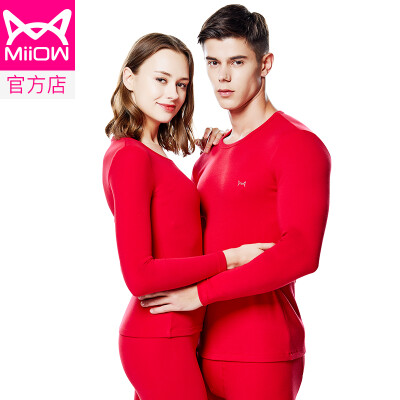 

Cat Man MiiOW thermal underwear men&women Qiuyi Qiuku warm clothes cotton Shut down thick round neck men&women based bottoming shirt V suit fashion warm clothes Chinese red male