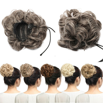 

Real Natural Curly Messy Bun Hair Piece Scrunchie Updo Hair Extensions
