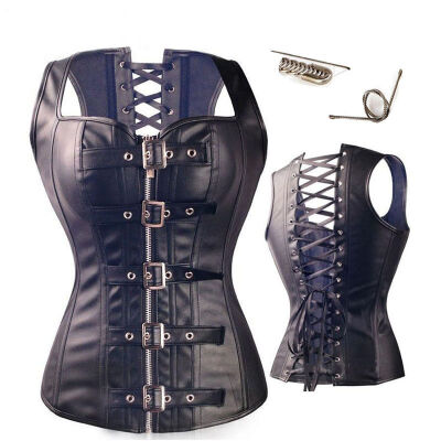 

SLIMBELLE Womens Gothic Steampunk Punk Women Boned Waist Trainer Corset Buckle Up Bustier Top Lingerie