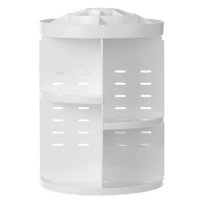 

Makeup Organizer 360 Degree Rotation&Adjustable Multi-Functional Cosmetic Storage Box Circle with Tray White