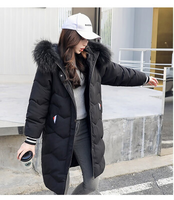 

The new Korean version of cocoon down jacket women in the long size of womens hooded cotton-padded clothes