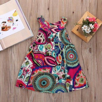 

UK Toddler Kid Baby Girls Summer Sleeveless Princess Dress Party Pageant Dresses