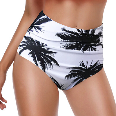 

Saidsome Women Sexy Leaf Print High Waist Beach Bikini Bathing Swimwear Brief Trunks