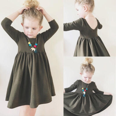 

Toddler Baby Girl Kid Long Sleeve Backless Dress Christmas Party Pageant Dresses 1-6Y