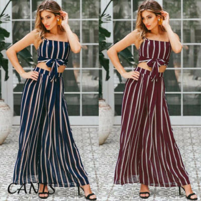 

Outfits Set Sexy Womens Crop Top Pants Two Piece Playsuit Long Jumpsuit Clubwear