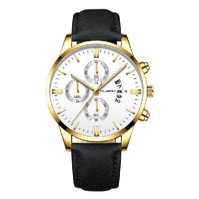 

CUENA Men Fashion Leather Band Quartz Watch Simple Calendar Business Watches Casual Big Dial Wrist Watch